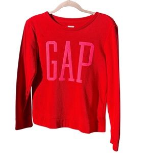 Gap Red Sweatshirt (XL / 13-16Y) – Pink Glitter “GAP” Logo - Pre-Owned